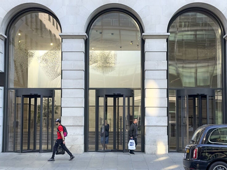 The front entrance to The Daily Telegraph's offices in Victoria, illustrating a story about the paper posting a record £244m loss despite growth in the underlying business.